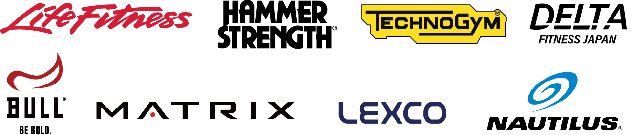 lifefitness ロゴ hammer-strength ロゴ　technogym ロゴ　delta-fitness-japan ロゴ　bull-be-bold ロゴ matrix ロゴ lexco ロゴ nautilus ロゴ